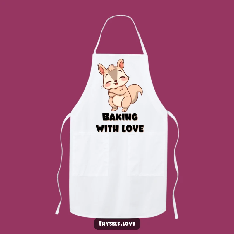 Funny Happy Squirrel Apron: Cook with Self-Love, Humorous Gift for Caring Chefs
