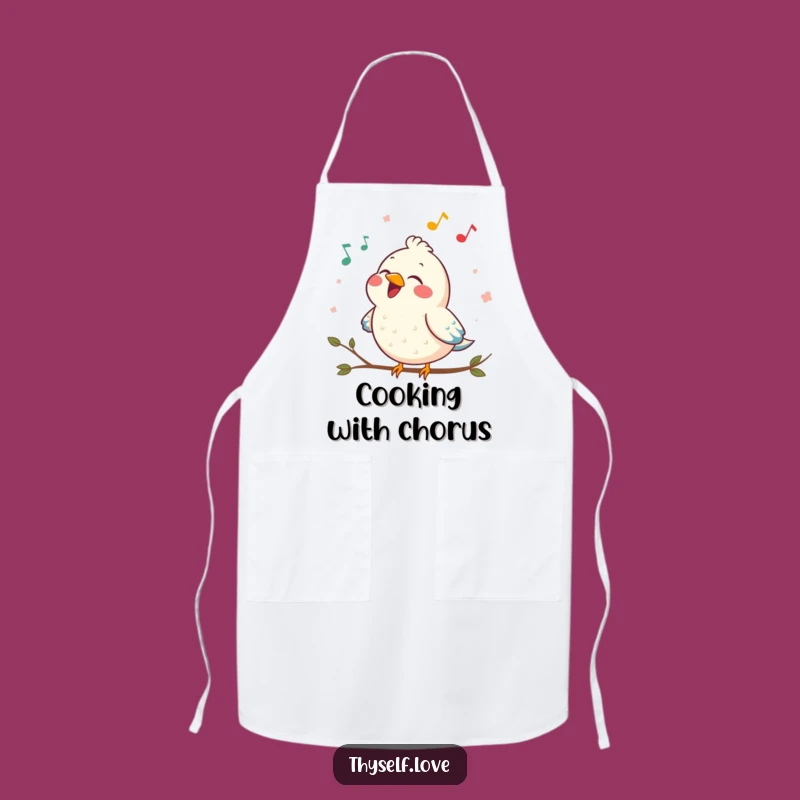 Funny Contented Bird Apron: Joyful Kitchen Song, Humorous Cooking Gift for Singers