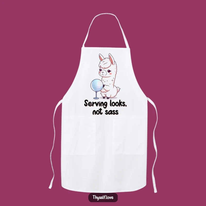 Funny Llama Disco Ball Apron: Cook with Confidence and Sparkle in this Tee
