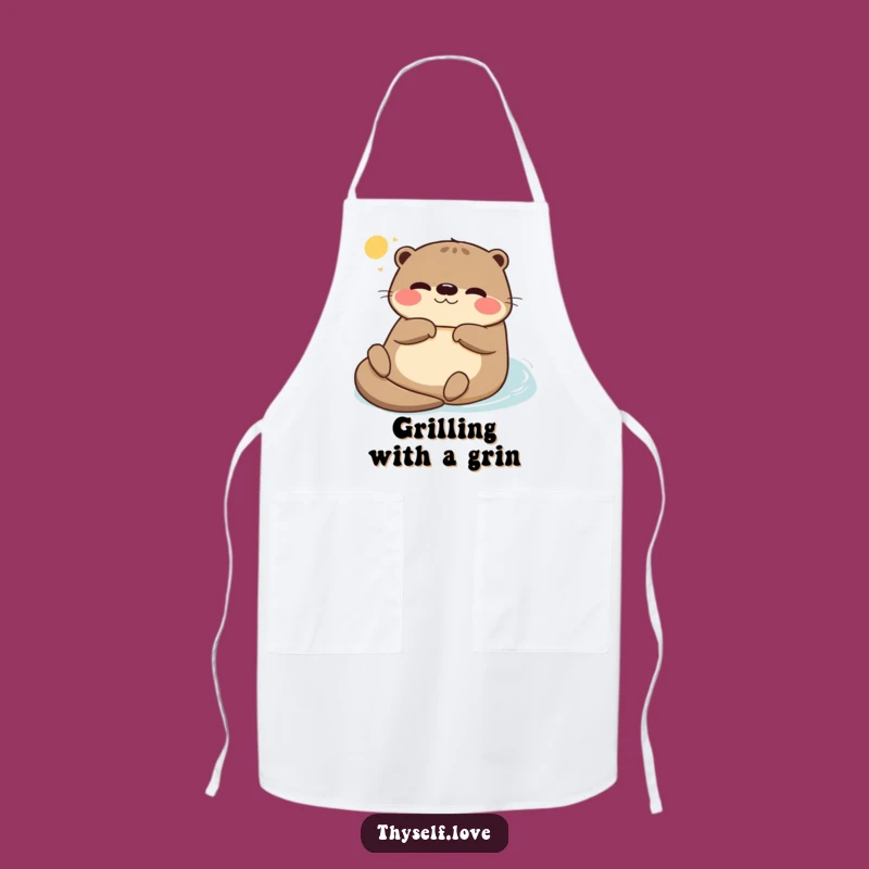 Funny Otter Sunbathing Apron: Chill Otter in Kitchen, Fun Funny Gift