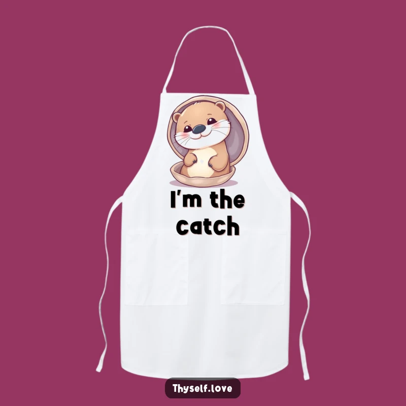Cooking Funny Otter Apron: Chef Otter Admiring Reflection - Practical Funny Gift!