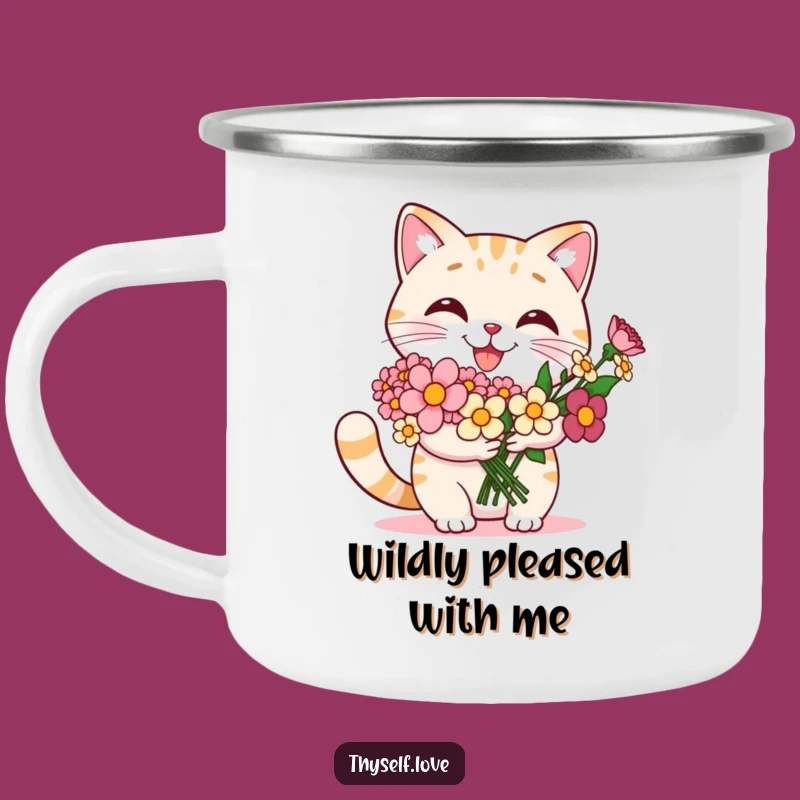 Funny Cat Flower Bouquet Camping Mug: Your Proud & Cozy Outdoor Companion