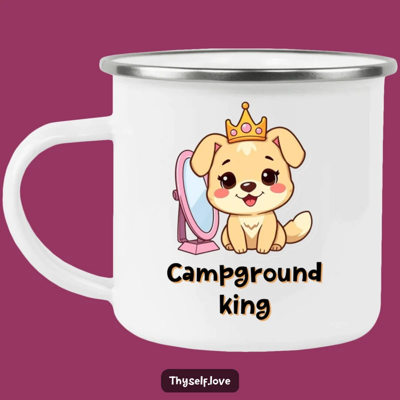 Funny Dog Crown Mirror Camping Mug: Your Regal Outdoor Companion