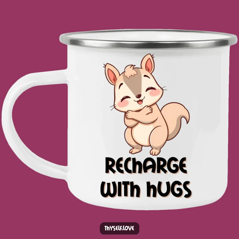 Funny Happy Squirrel Camping Mug: Cozy Hug Outdoors, Humorous Gift for Comfort Seekers