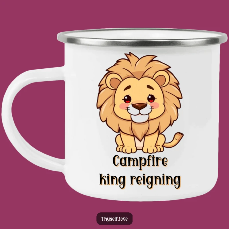 Funny Proud Lion Mane Camping Mug: Outdoor Majesty, Adventure Funny Gift
