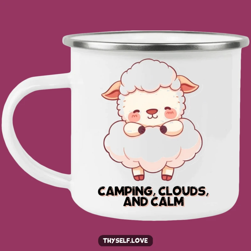 Funny Sheep Cloud Camping Mug: Enjoy Peaceful Sips Outdoors