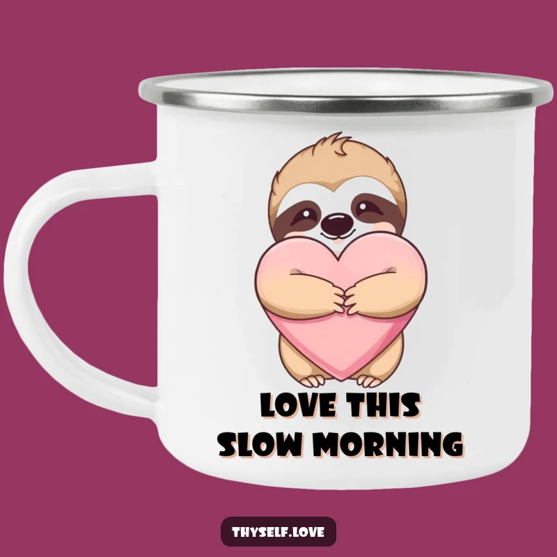 Funny Sloth Hugging Heart Camping Mug - Rugged & Hilarious Outdoor Gift