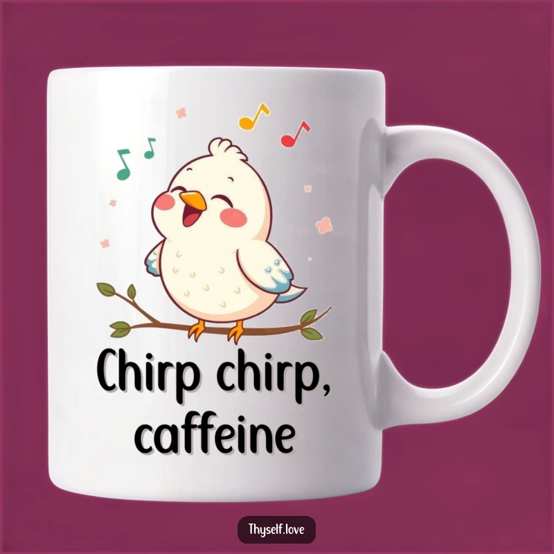 Funny Contented Bird Mug: Joyful Songbird Art, Perfect Humorous Gift for Bird Lovers