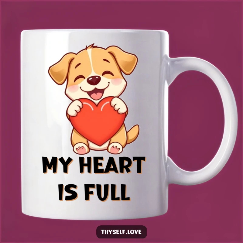 Funny Dog Hug Heart Mug - Contented Pup Love Funny Gift