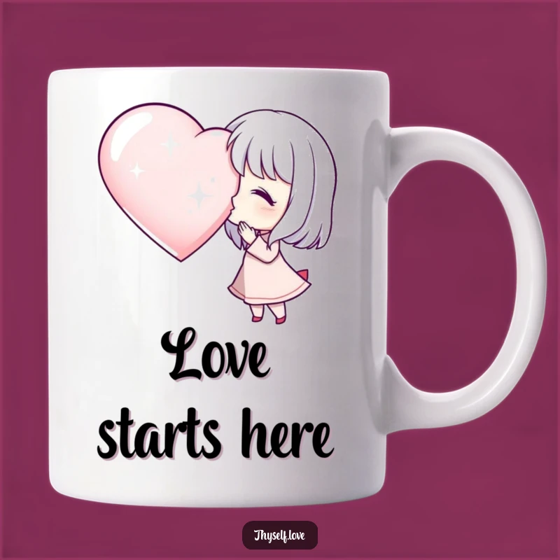 Funny Kissing Character Mug: Shimmering Heart Gift