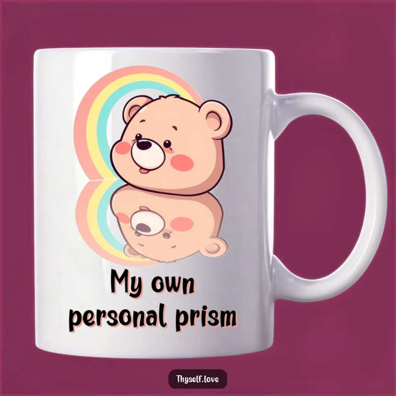 Funny Giggling Bear Rainbow Reflection Mug, A Hilarious Gift for Bear Lovers