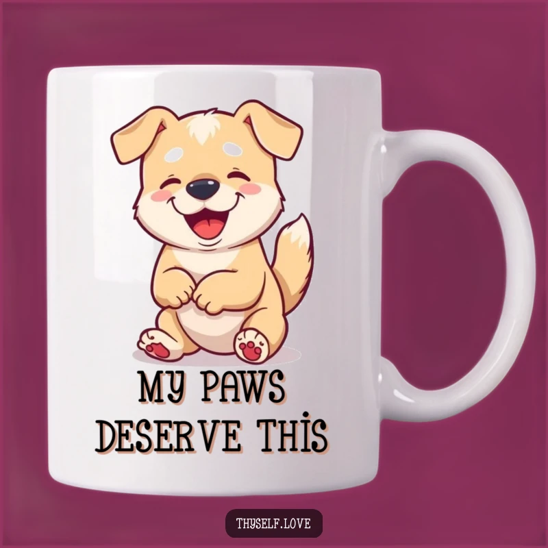 Funny Content Dog Mug: Happy Tail Wagging & Paw Appreciation Gift