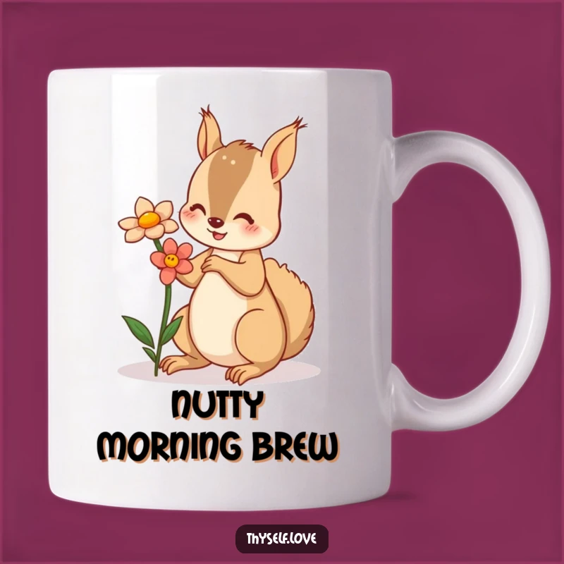 Funny Squirrel Flower Mug: Reflection Romance, Perfect Funny Gift
