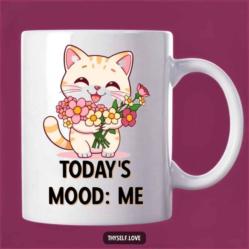 Funny Cat Flower Bouquet Mug: Celebrate Self-Love with this Proud Kitty Gift