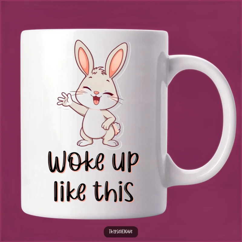 Funny Bunny Wink Mug: Confident Bunny Pose - Perfect Funny Gift!