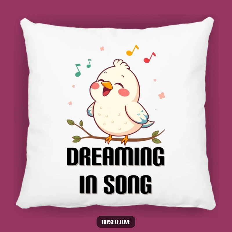 Funny Contented Bird Pillow: Joyful Song Accent Pillow, Cozy & Humorous Gift