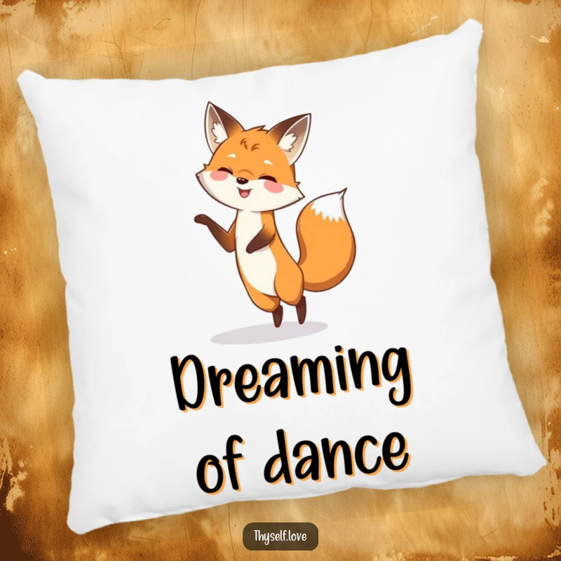 Funny pillow designed with a smiling fox playfully dancing with its shadow, providing soft, humorous comfort and a touch of whimsy.