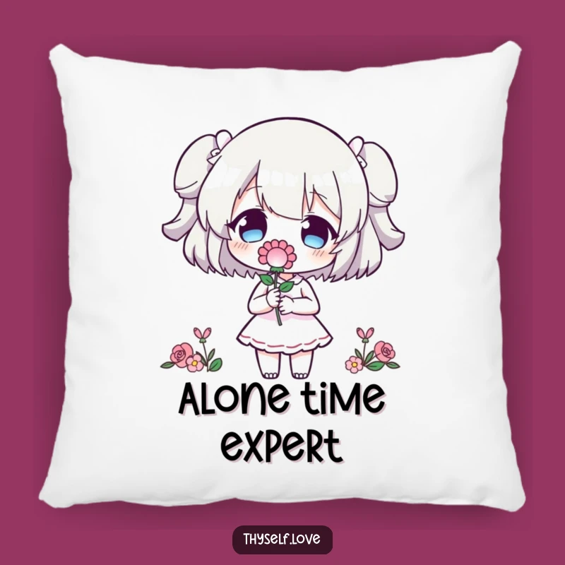 Funny Pillow: Character's Self-Love Flower Offering Comfort