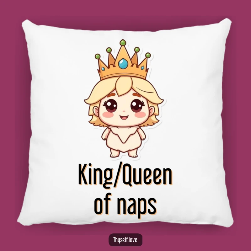 Funny Pillow: Crowned Character's Confident Comfort