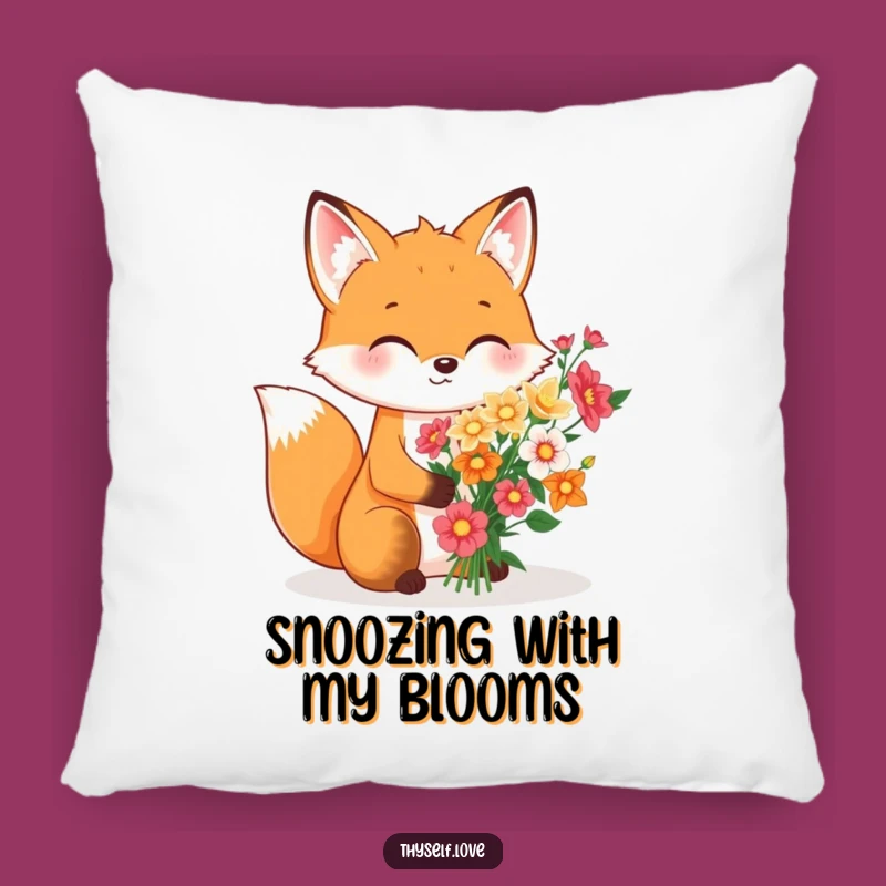 Funny Fox Flower Bouquet Pillow, Soft Comfort for Self-Appreciation