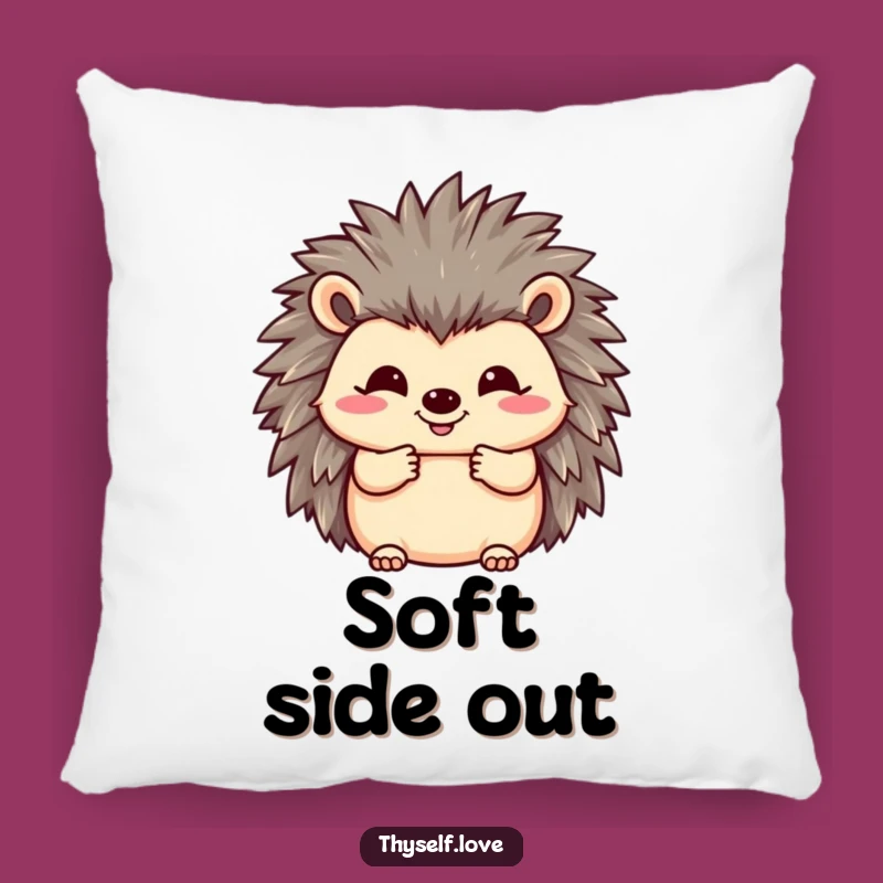 Funny Happy Hedgehog Pillow: Fluffy Quills Accent Pillow, Cozy & Humorous Gift