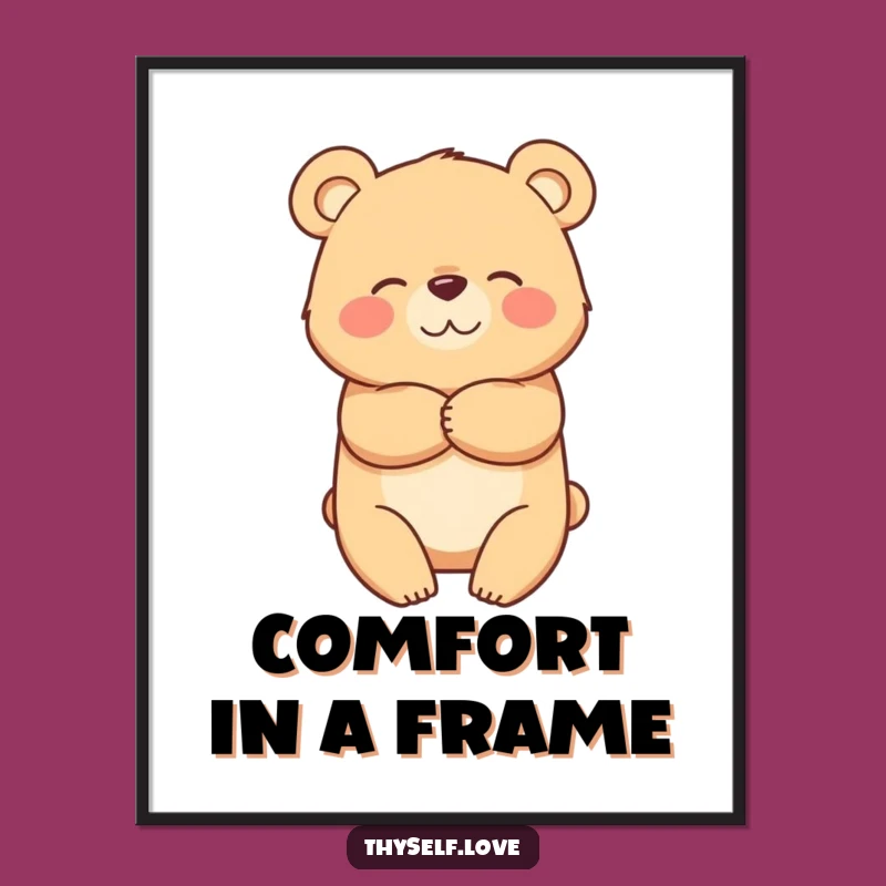 Funny Bear Hug Digital Art: Cozy Comfort Print, Instant Funny Gift