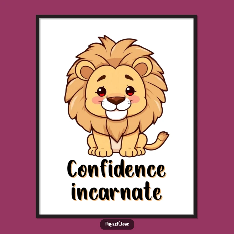 Funny Proud Lion Mane Art Print: Digital Majestic Decor, Unique Funny Gift