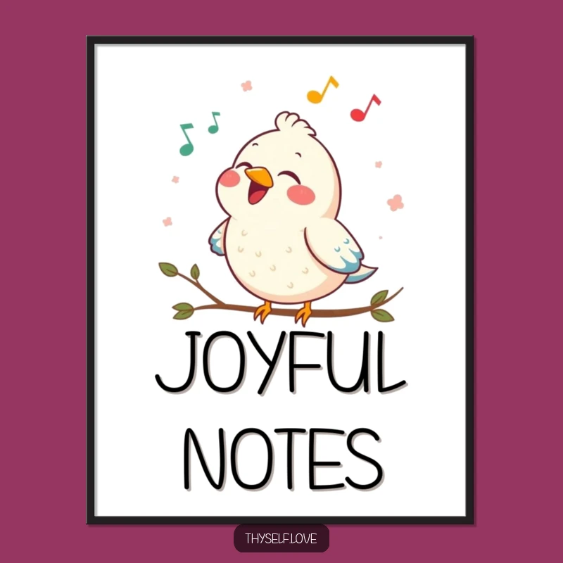 Funny Contented Bird Digital Art Print: Joyful Song Wall Decor, Instant Humorous Gift