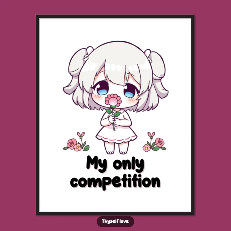 Funny Digital Art: Character's Self-Love Flower Print