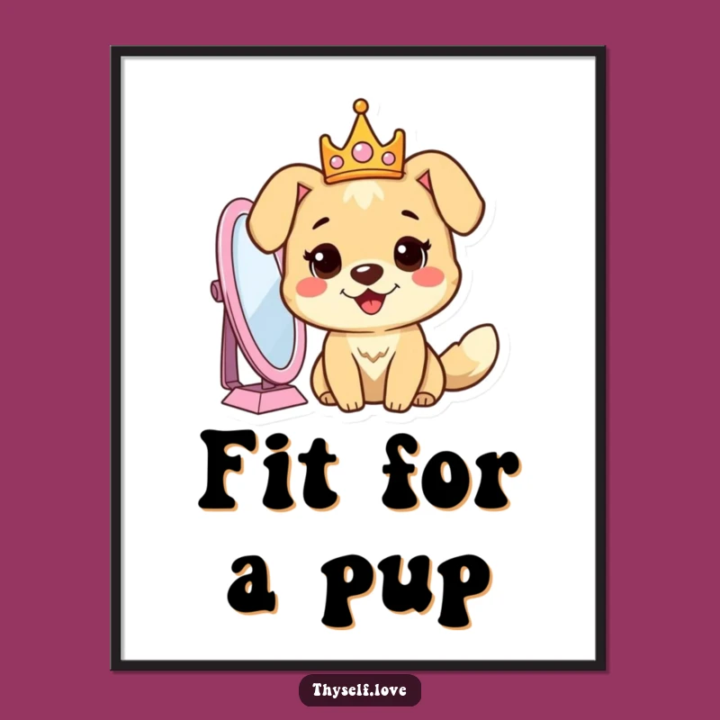 Funny Dog Crown Mirror Digital Art: Decorate with Royal Humor