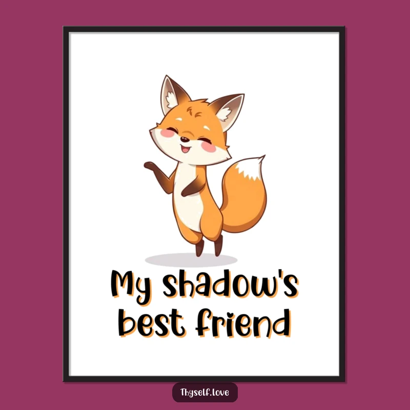 Funny Fox Shadow Dance Digital Art: Playful Fox Fun, Instant Funny Gift