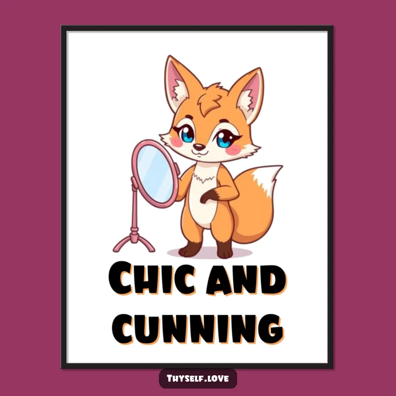 Funny Fox Vanity Mirror Digital Art: Decorate with Sassy Glamour