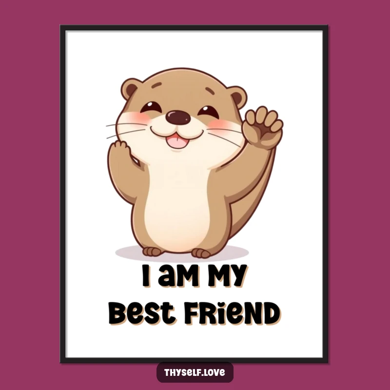 Funny Otter High Five Digital Art: Instant Downloadable Encouraging Decor