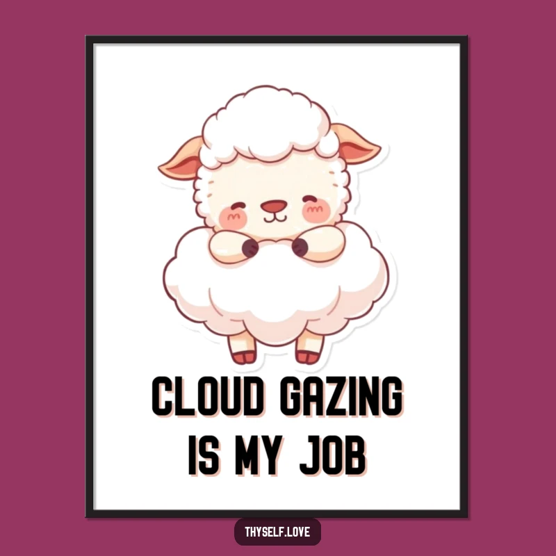 Funny Sheep Cloud Digital Art: Instant Download for Peaceful Wall Decor