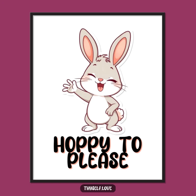 Digital Funny Bunny Art: Confident Wink Print - Instant Funny Gift!