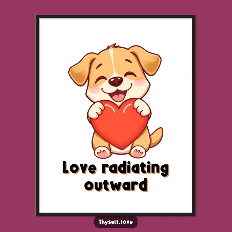 Funny Dog Heart Embrace Digital Art - Warmth & Contentment Funny Gift
