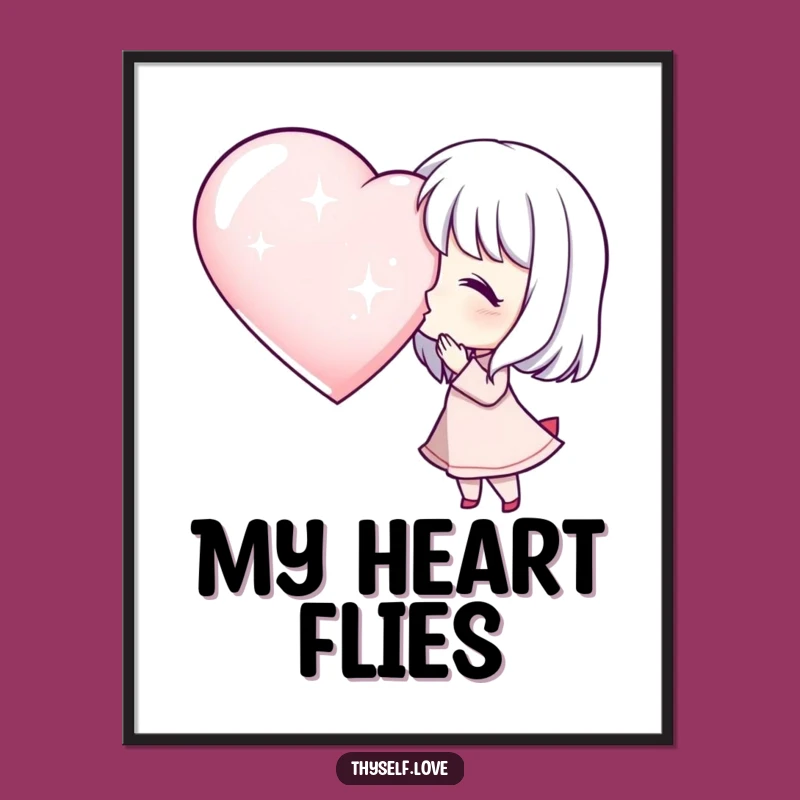 Funny Digital Art: Kissing Character's Heart Print