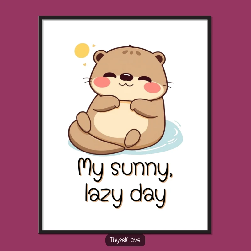 Funny Otter Sunbathing Digital Art: Relaxing Otter Vibes, Instant Funny Gift