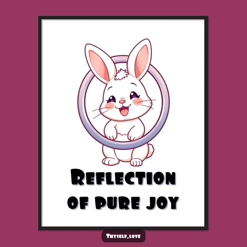 Funny Bunny Mirror Digital Art: Chic Print, Instant Funny Gift