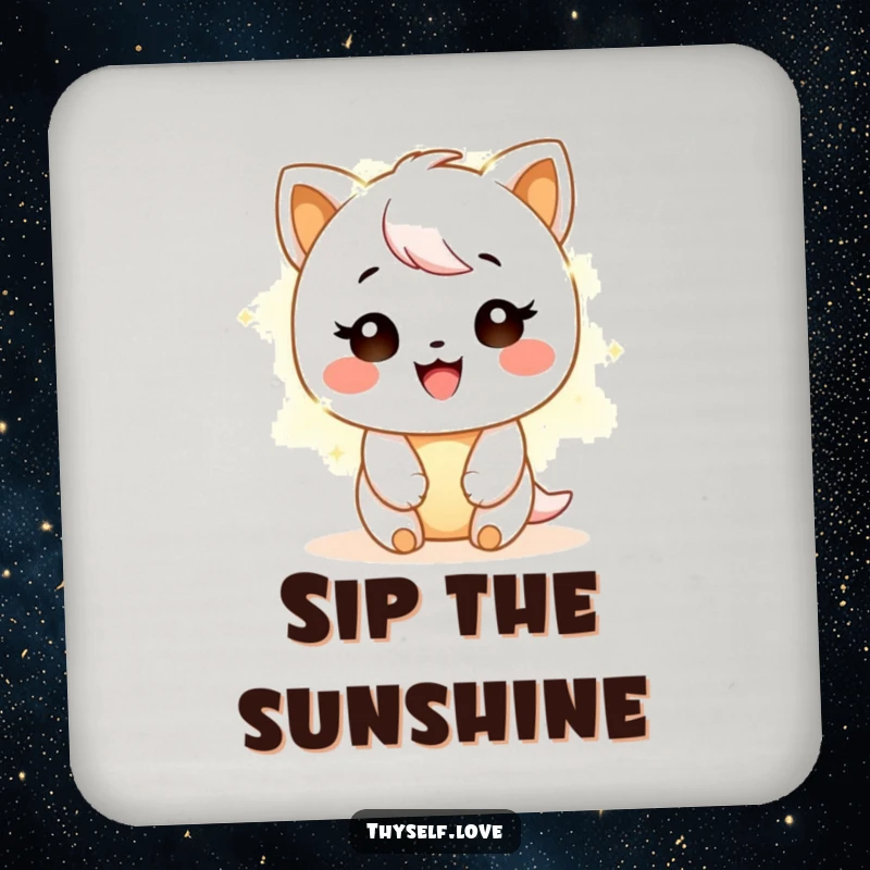 Funny Drink Coaster: A happy character emits a gentle, warm light, a humorous and protective addition to any surface.