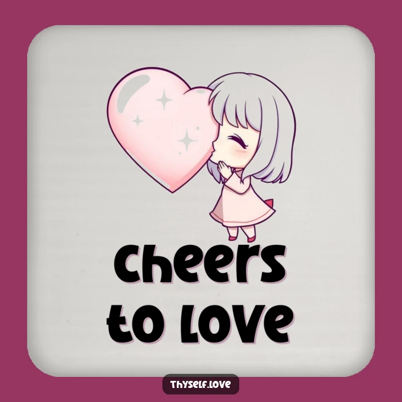 Funny Coaster Set: Kissing Character's Heart