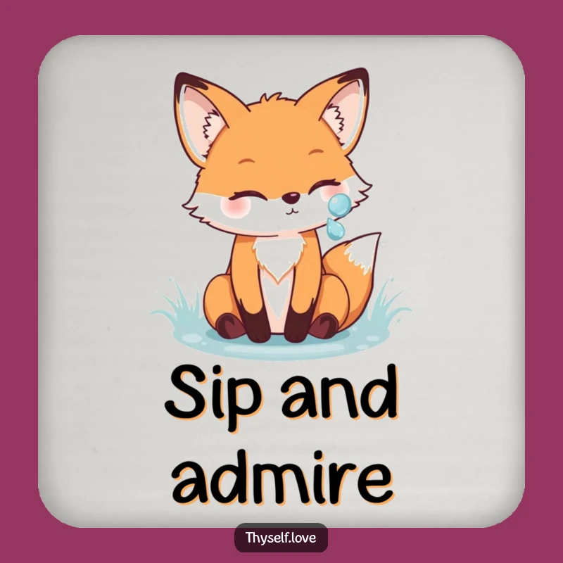 Funny Fox Reflection Coaster: Protect Surfaces with Woodland Whimsy