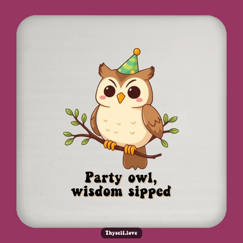 Funny Party Owl Drink Coasters: Protect Surfaces with Festive Flair