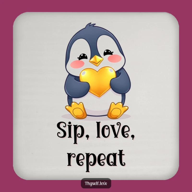 Funny Penguin Heart Drink Coasters: Protect Surfaces with Loving Charm