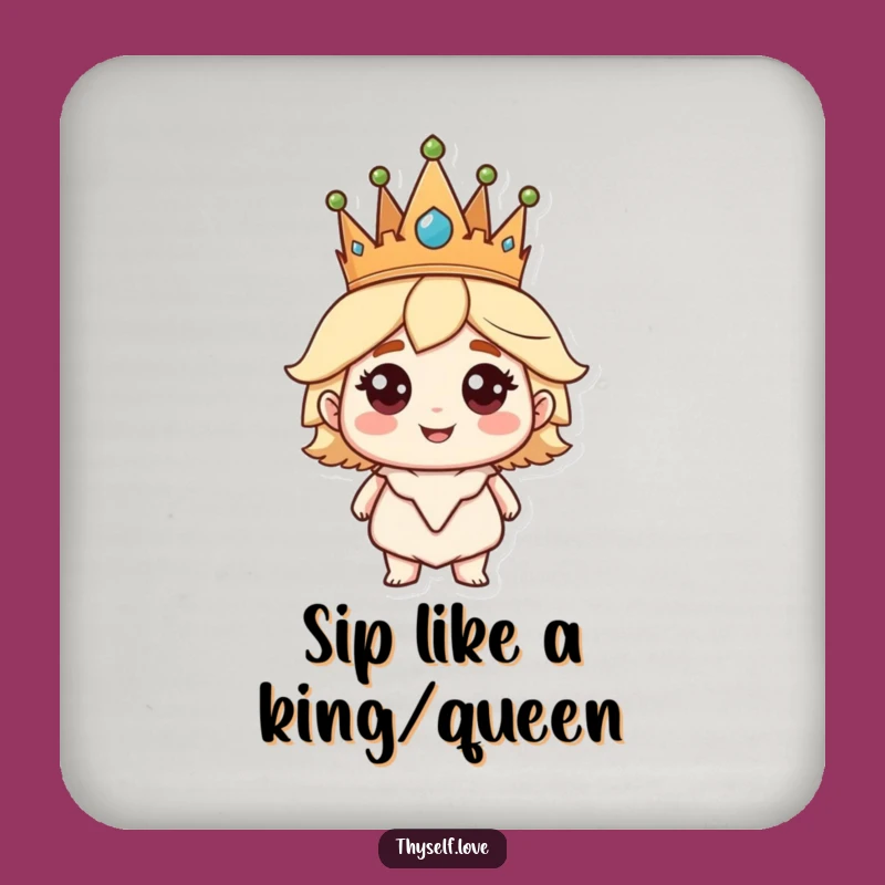 Funny Coaster Set: Crowned Character's Regal Smile