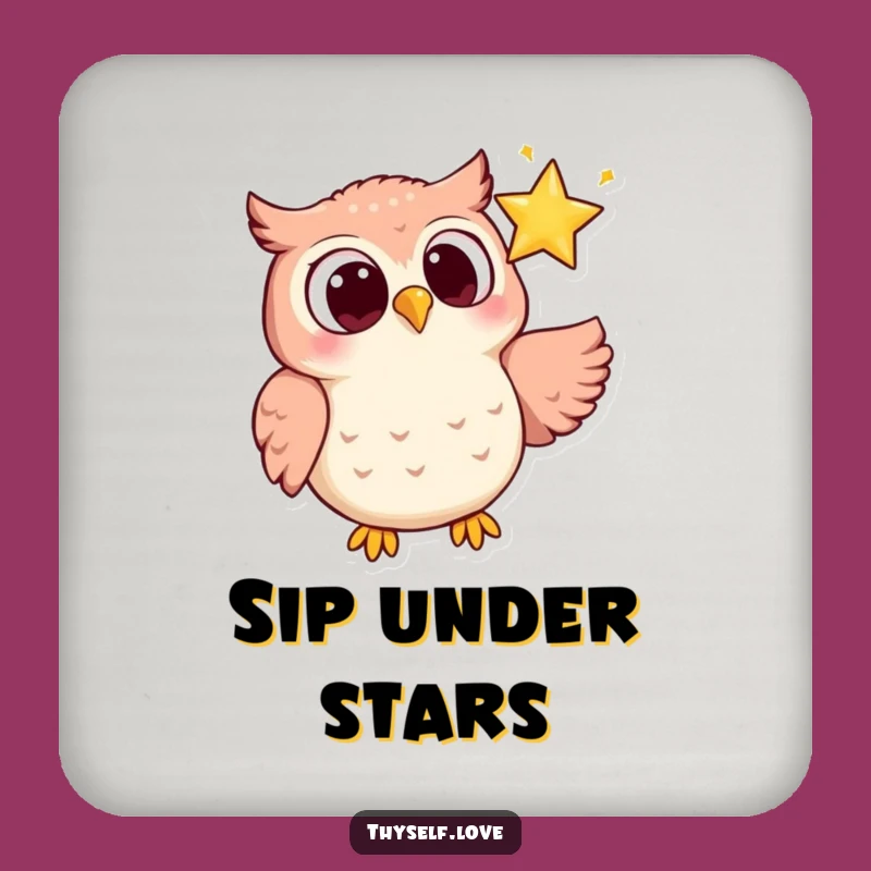 Funny Owl Star Gaze Coaster - Night Sky Protector Funny Gift