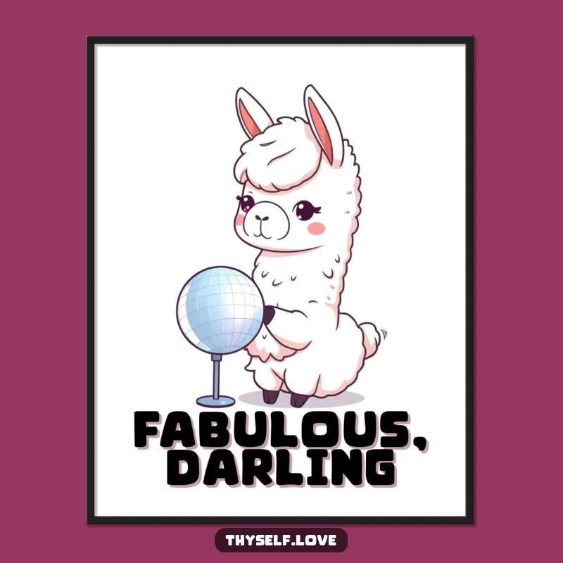 Funny Llama Disco Ball Poster: Add Sparkle & Humor to Your Walls with this Art