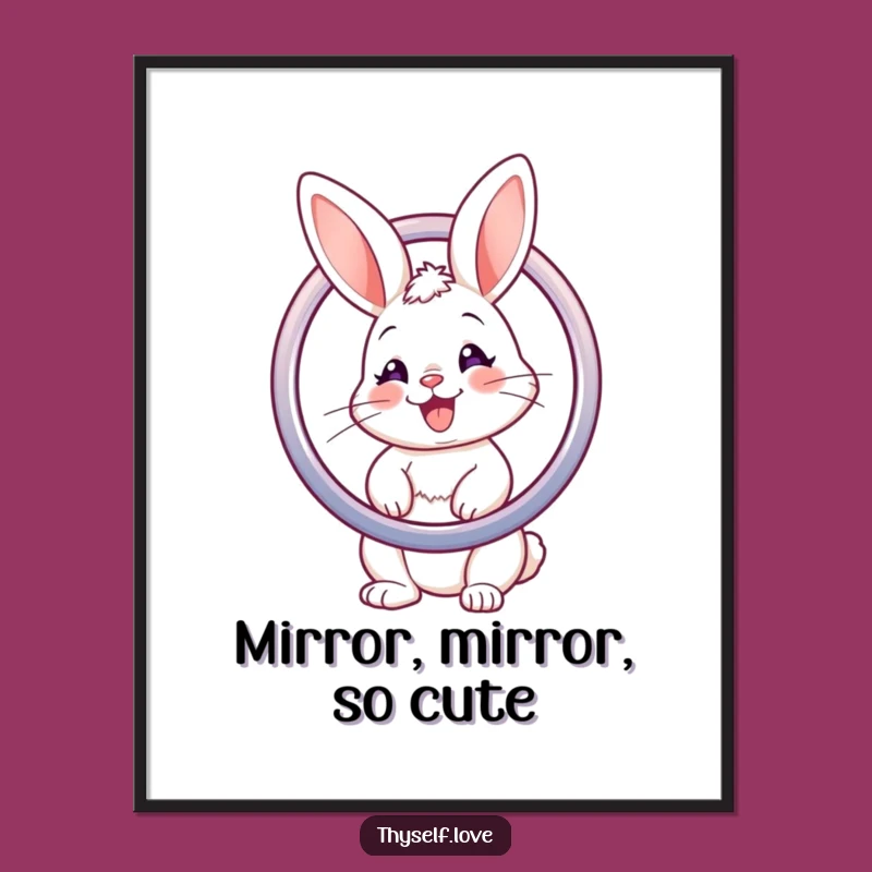 Funny Bunny Mirror Poster: Chic Reflection Art, Perfect Funny Gift