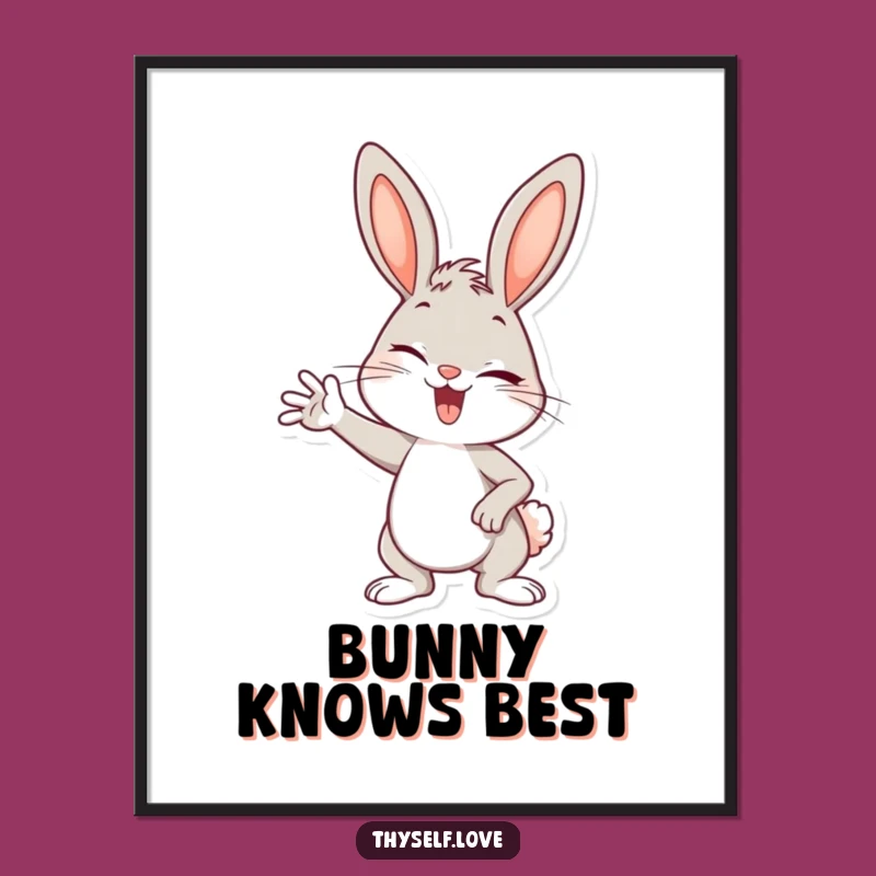 Funny Bunny Wall Art: Confident Wink Poster - Charming Funny Gift!