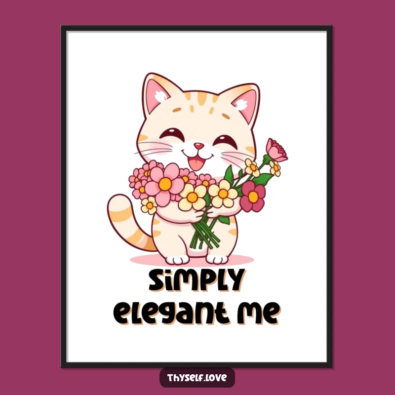 Funny Cat Flower Bouquet Poster: Decorate with Pride and Feline Charm